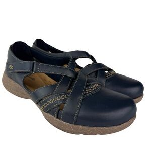 Clarks Navy Women's Flats with Tan Sole
